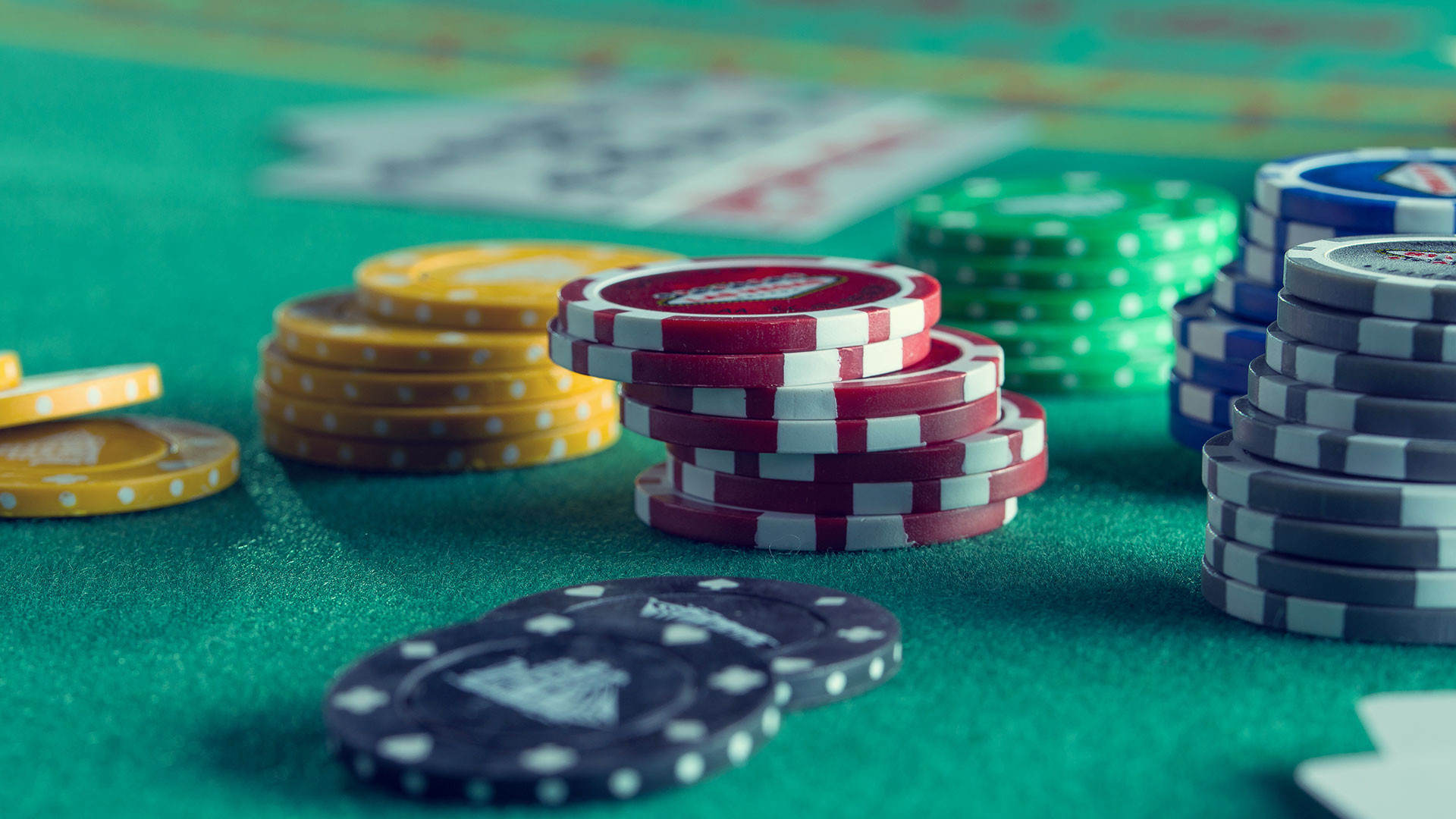 stacks of chips on casino table